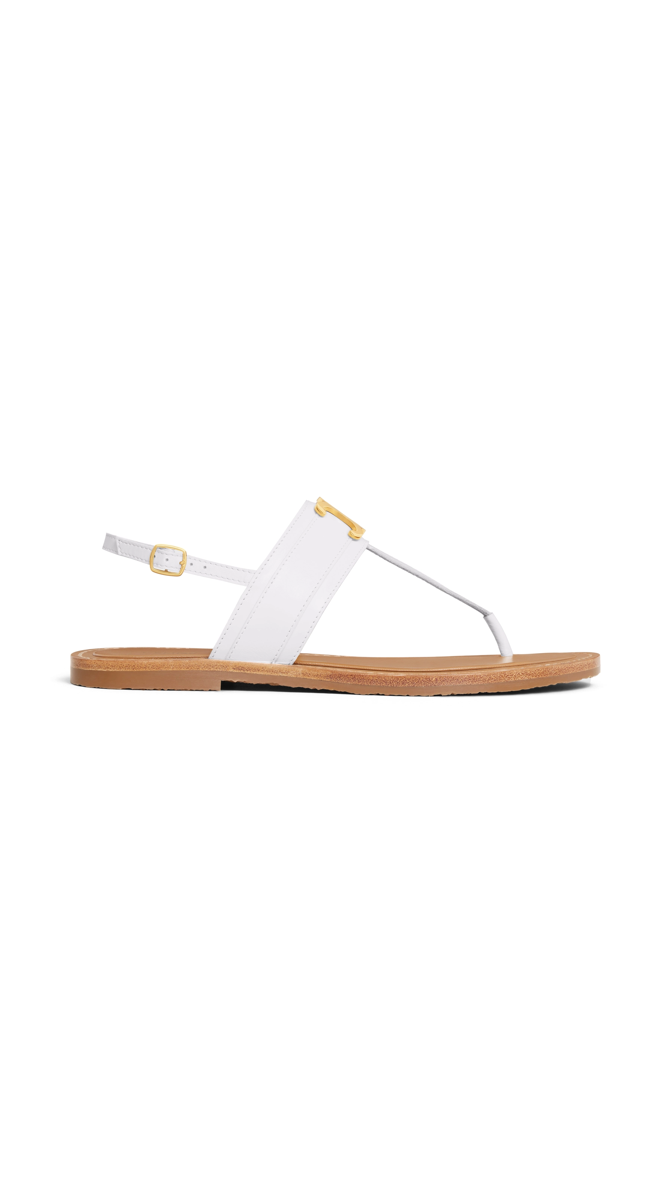 Lympia Triomphe Thong Sandal in Calfskin - White