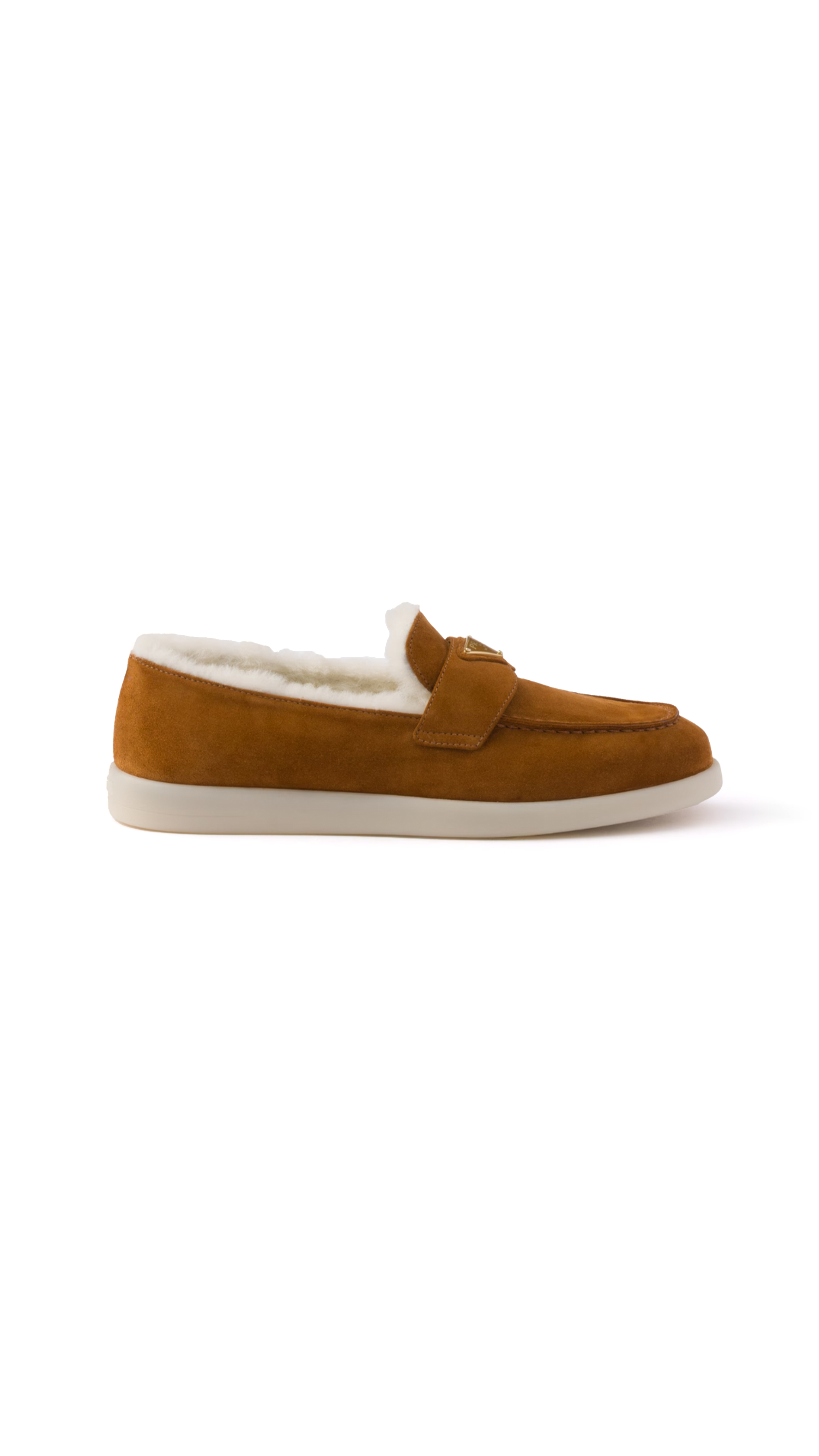 Suede and Shearling Loafer - Cognac