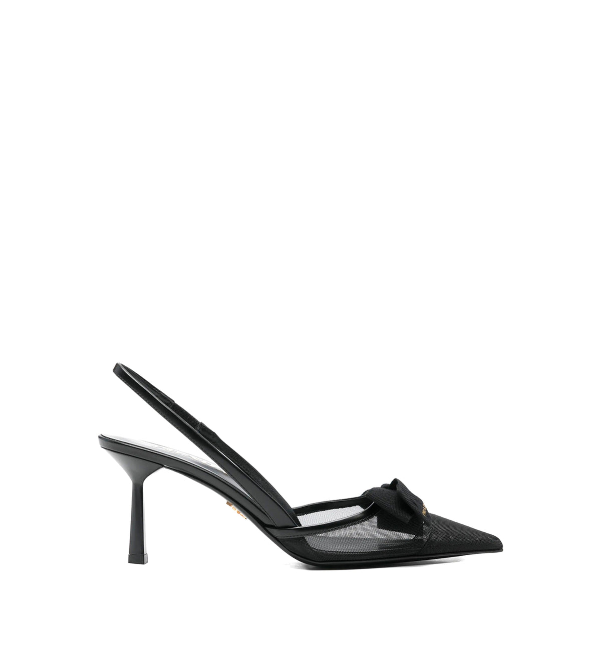 Mesh fabric slingback pumps