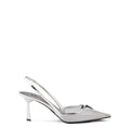 Mesh fabric slingback pumps