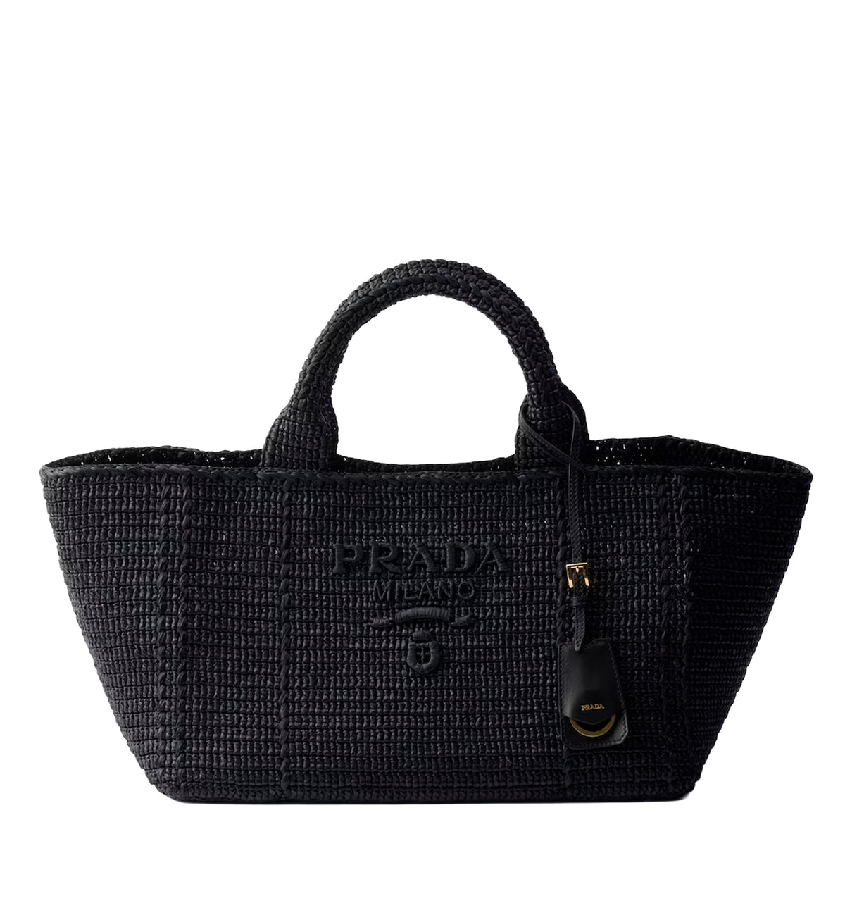 Large crochet tote bag with leather details