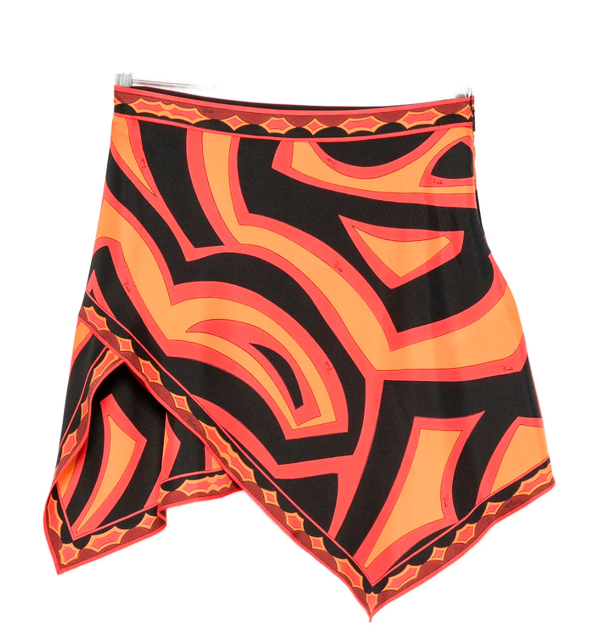 Abstract-print Asymmetric Mini Skirt