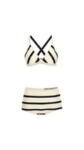 Bouclé Striped Bikini Beachwear - Black/White