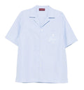 Thin striped cotton poplin bowling shirt