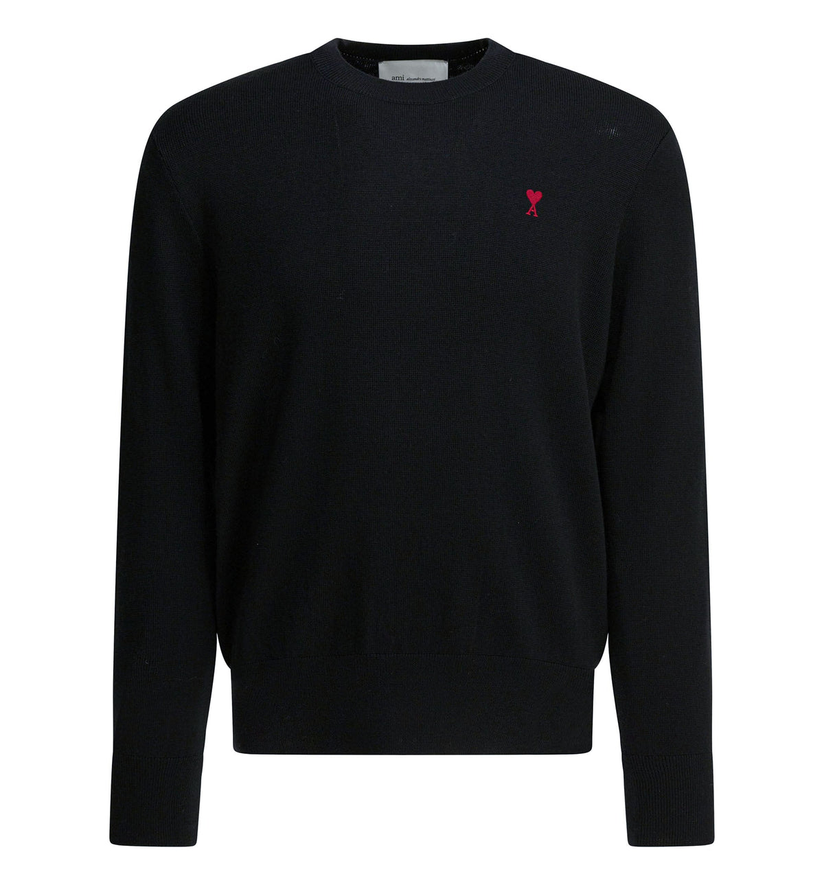 Black crewneck wool sweater with Ami de Coeur