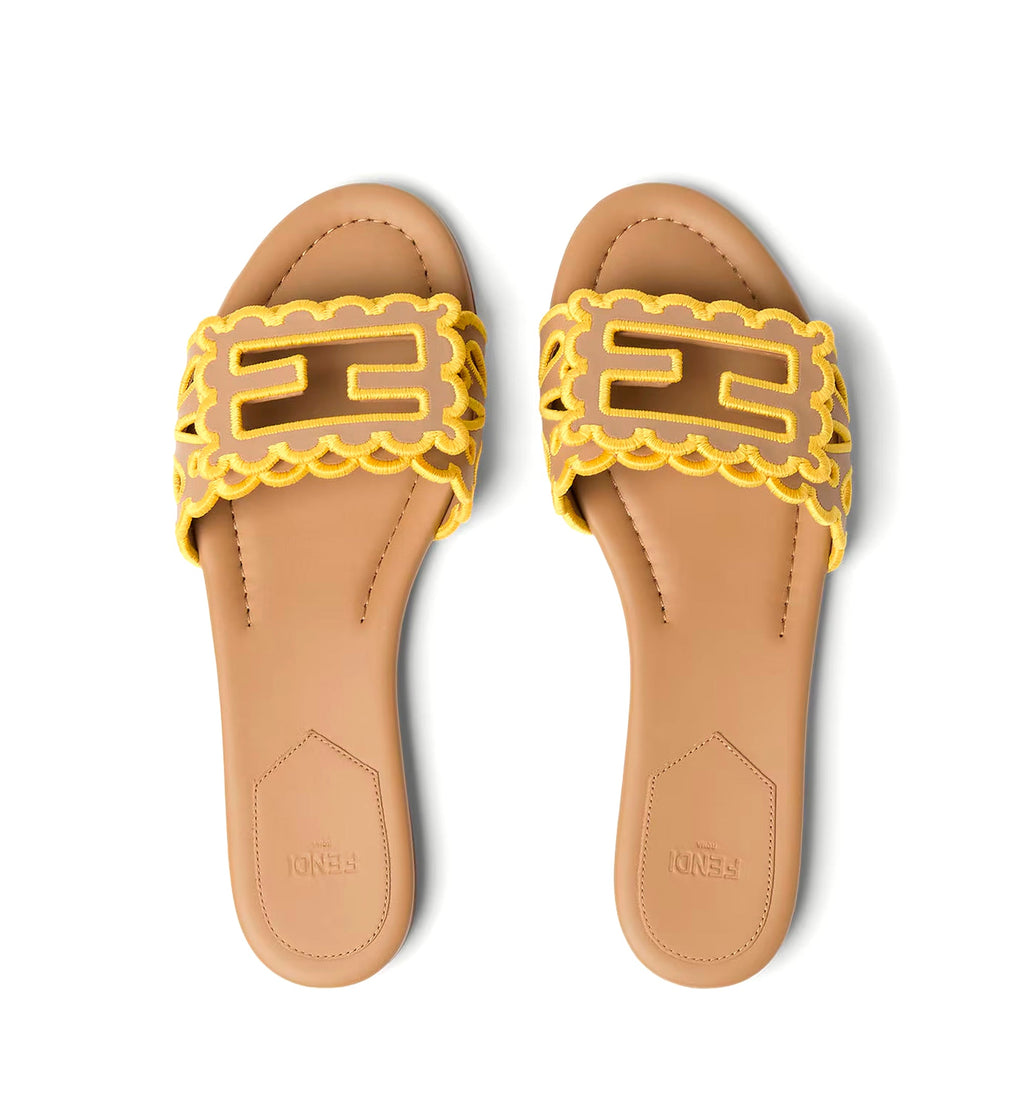 Baguette Light brown nappa leather slides