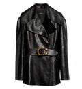 Soft grainy leather trench