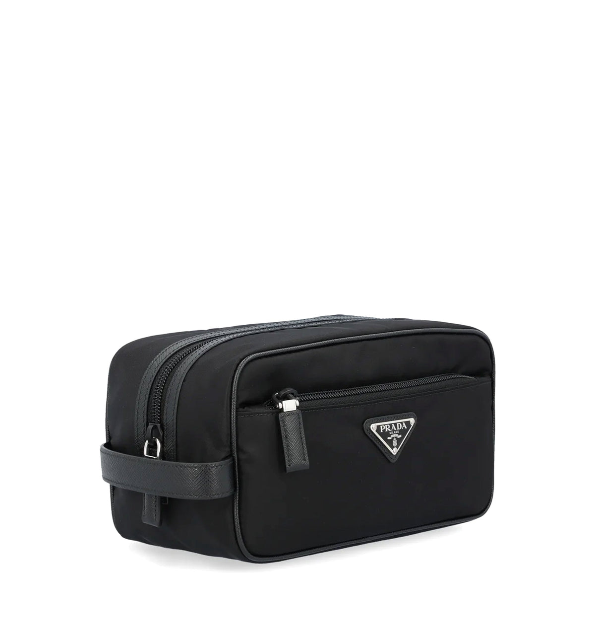 Re-nylon And Saffiano Leather Travel Pouch