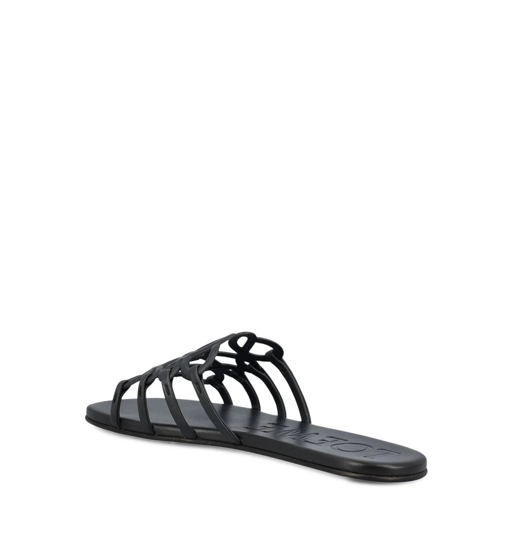 Petal Anagram Slide in Soft Calfskin