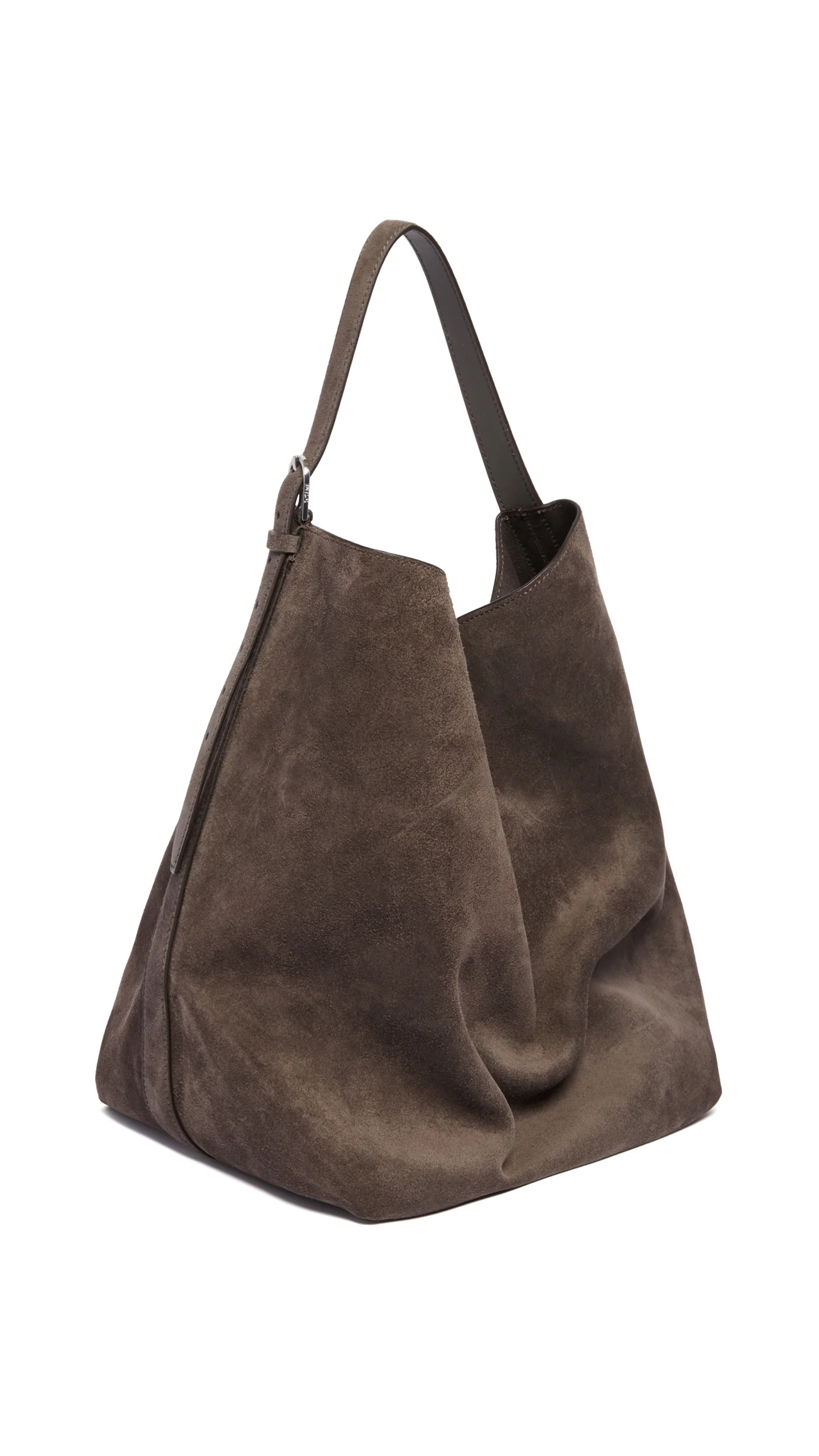 Belted Suede Tote - Grey