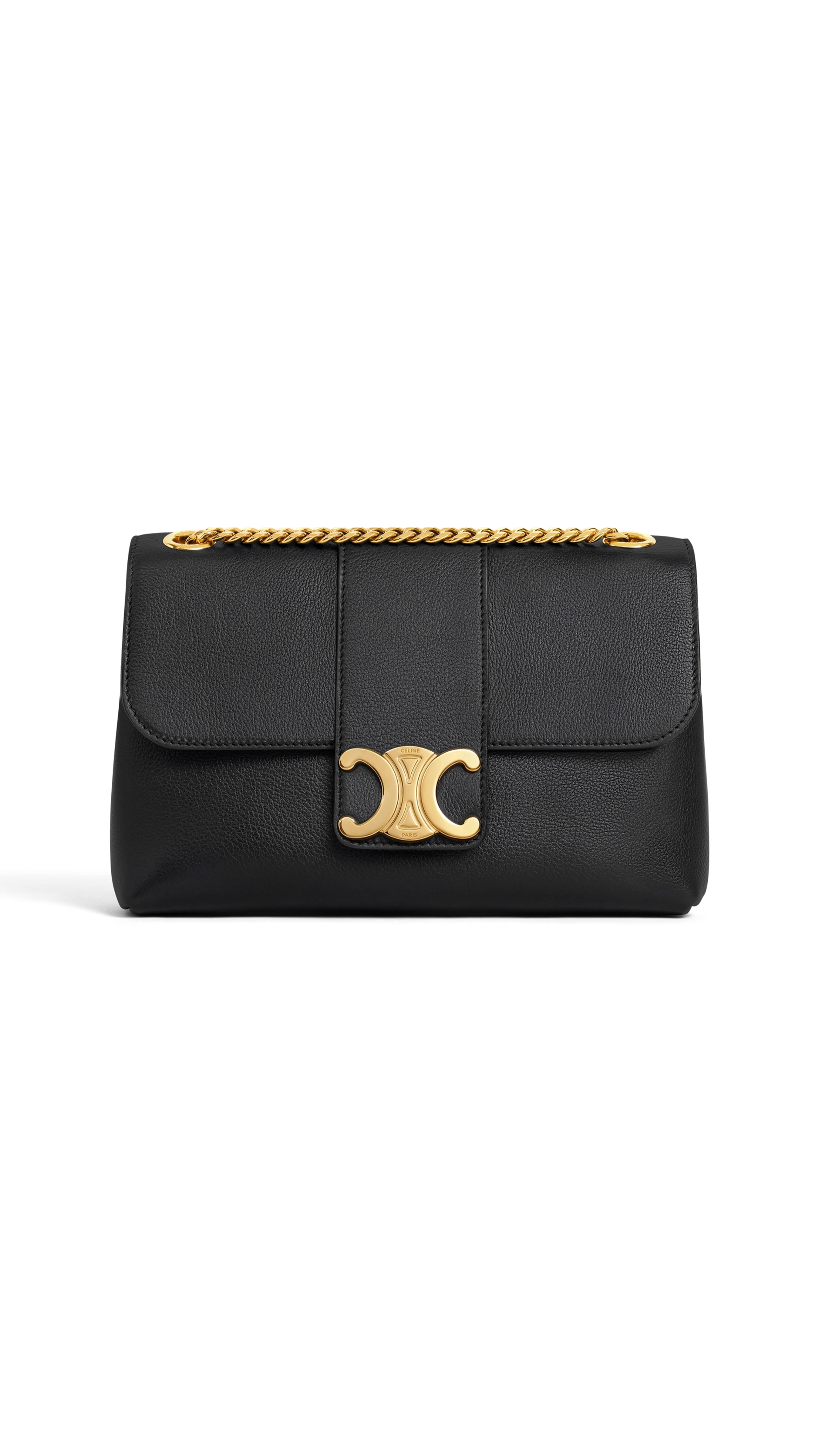 Medium Victoire Tote Bag in Supple Calfskin - Black/Gold