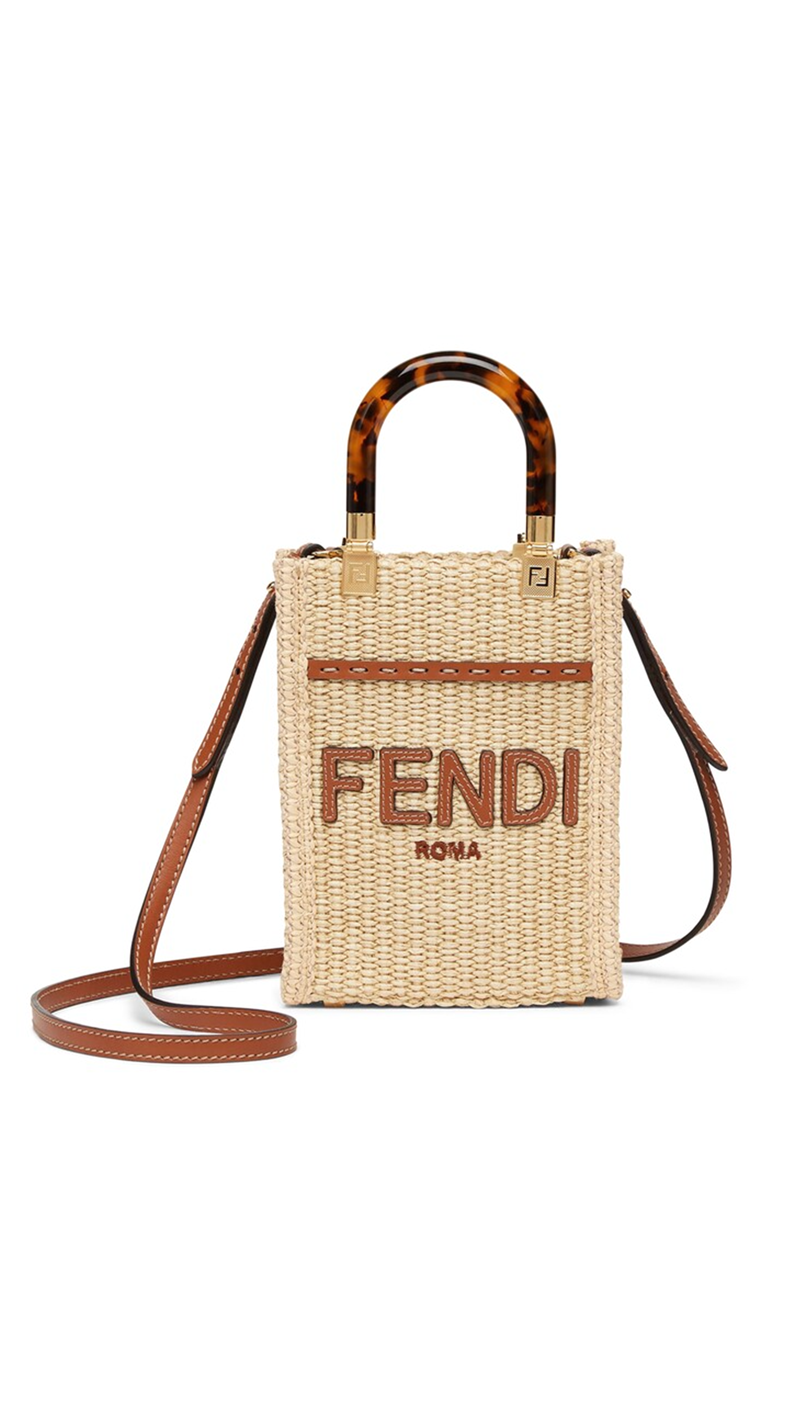 Mini Sunshine Shopper in Raffia - Beige/Brown