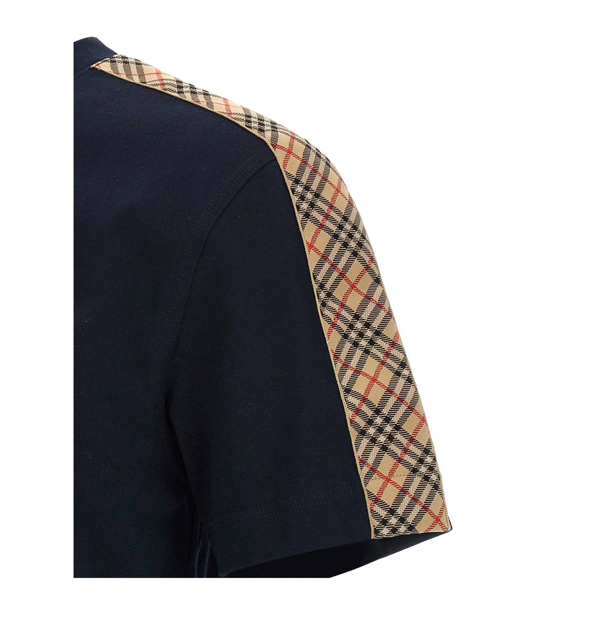 Check Trim Cotton T-Shirt