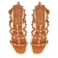 Rockstud Wedge Sandals with Calfskin Straps 95MM - Natural/Almond