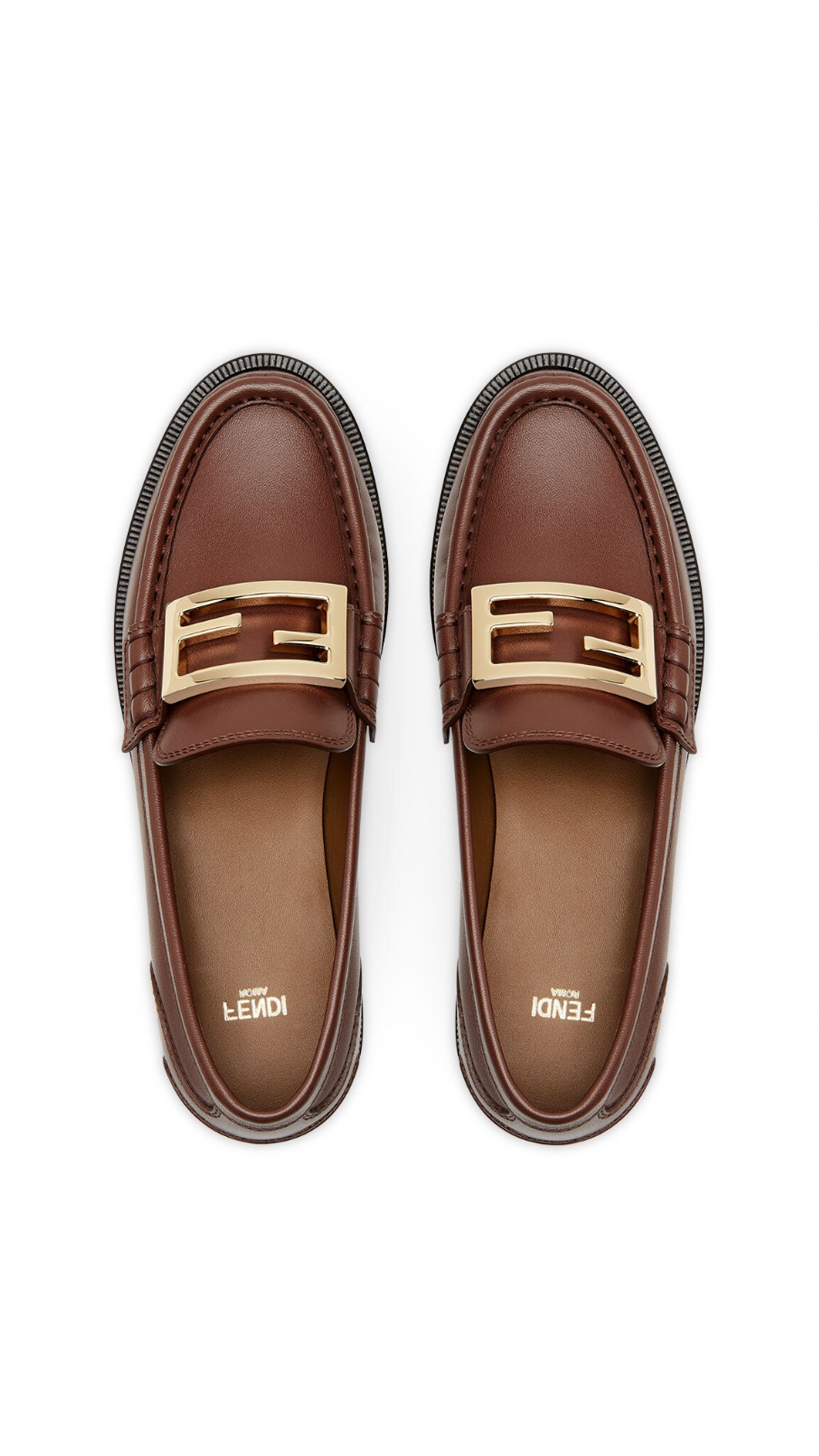 Baguette Leather Loafers - Brown