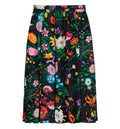 Printed silk twill pleated midi skirt