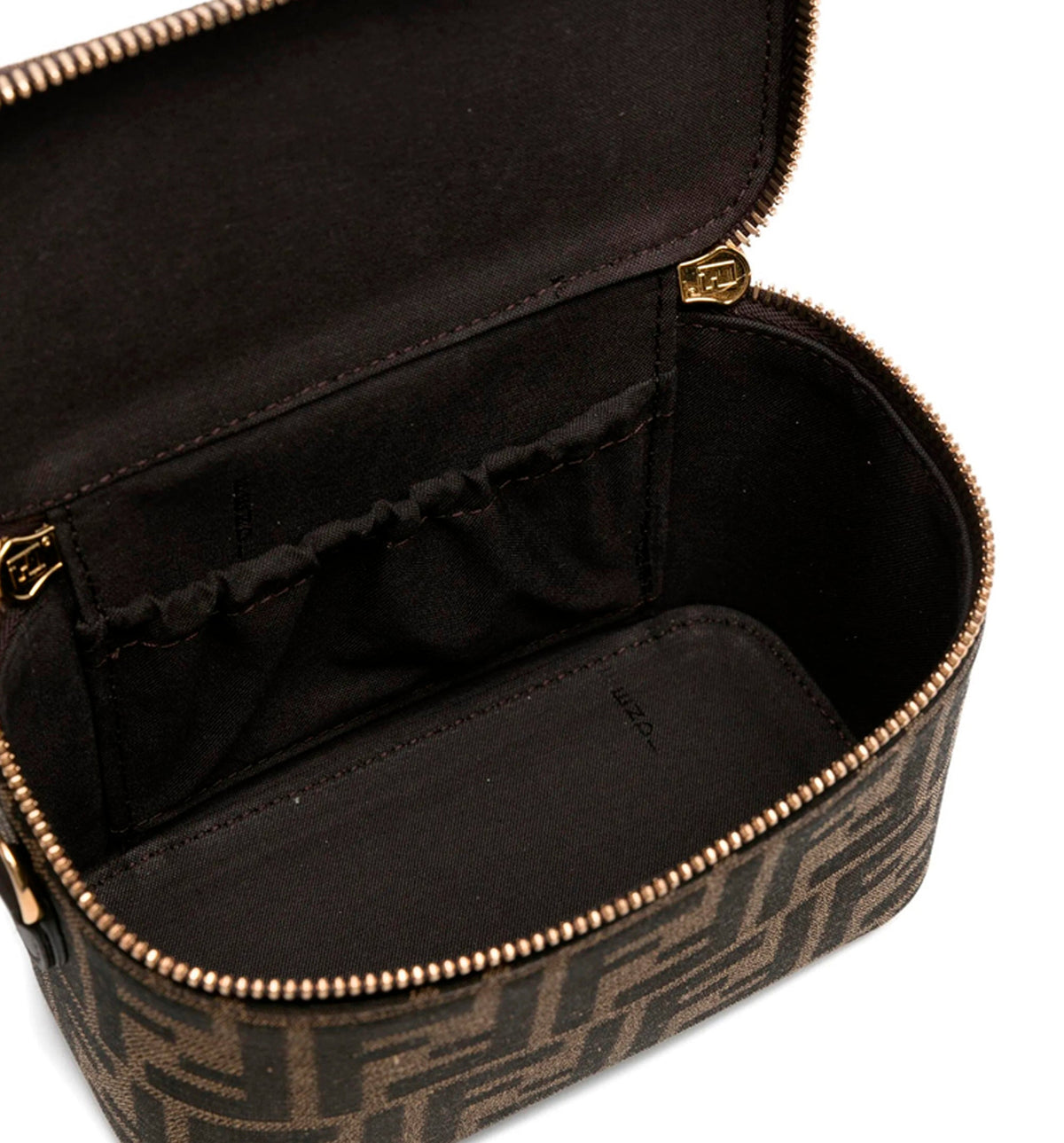 Tobacco brown FF jacquard fabric mini-bag