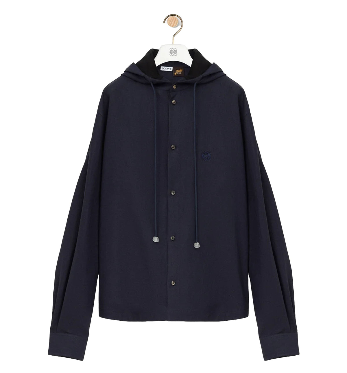 Hooded shirt in cotton and linen