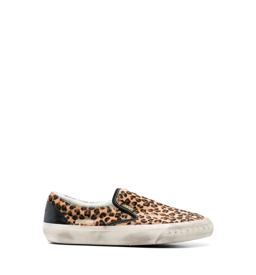 Penstar in leopard-print pony skin with black leather heel tab