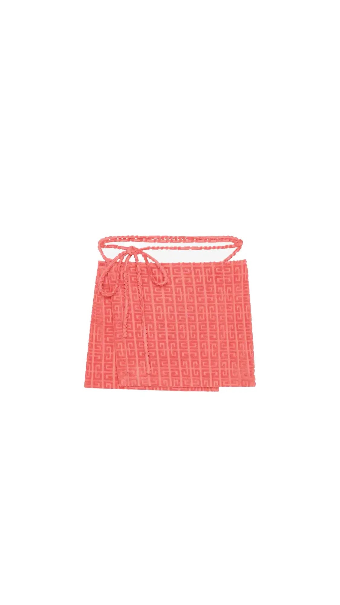 Wrap Mini Skirt In 4G Cotton Towelling - Coral