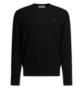 Black crewneck wool sweater with Ami de Coeur