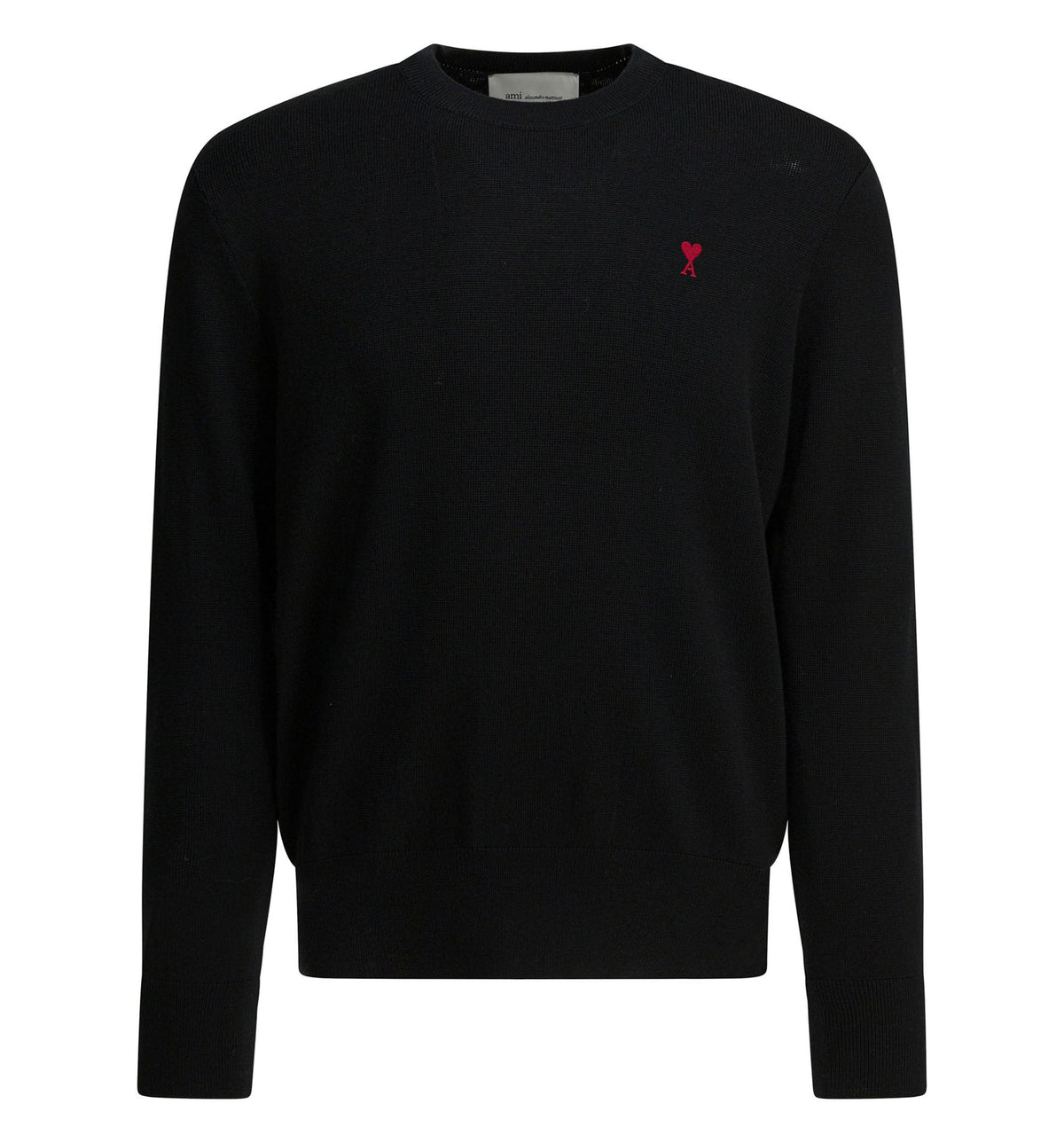 Black crewneck wool sweater with Ami de Coeur