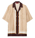 Printed silk twill bowling shirt
