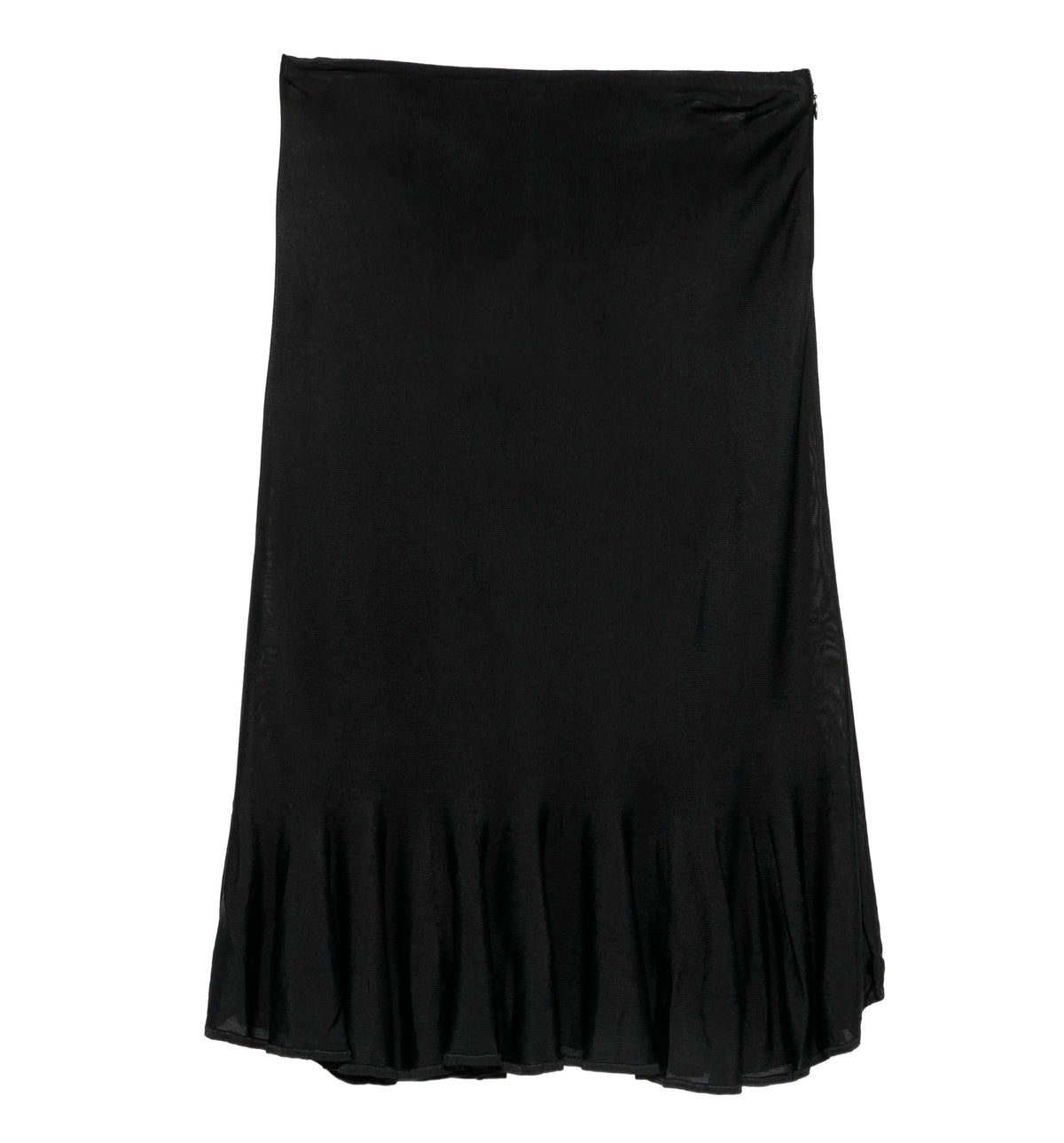 Fluted-hem knitted midi skirt
