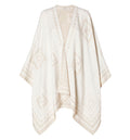 Ivory and dove gray wool poncho