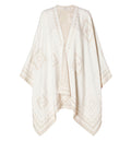 Ivory and dove gray wool poncho