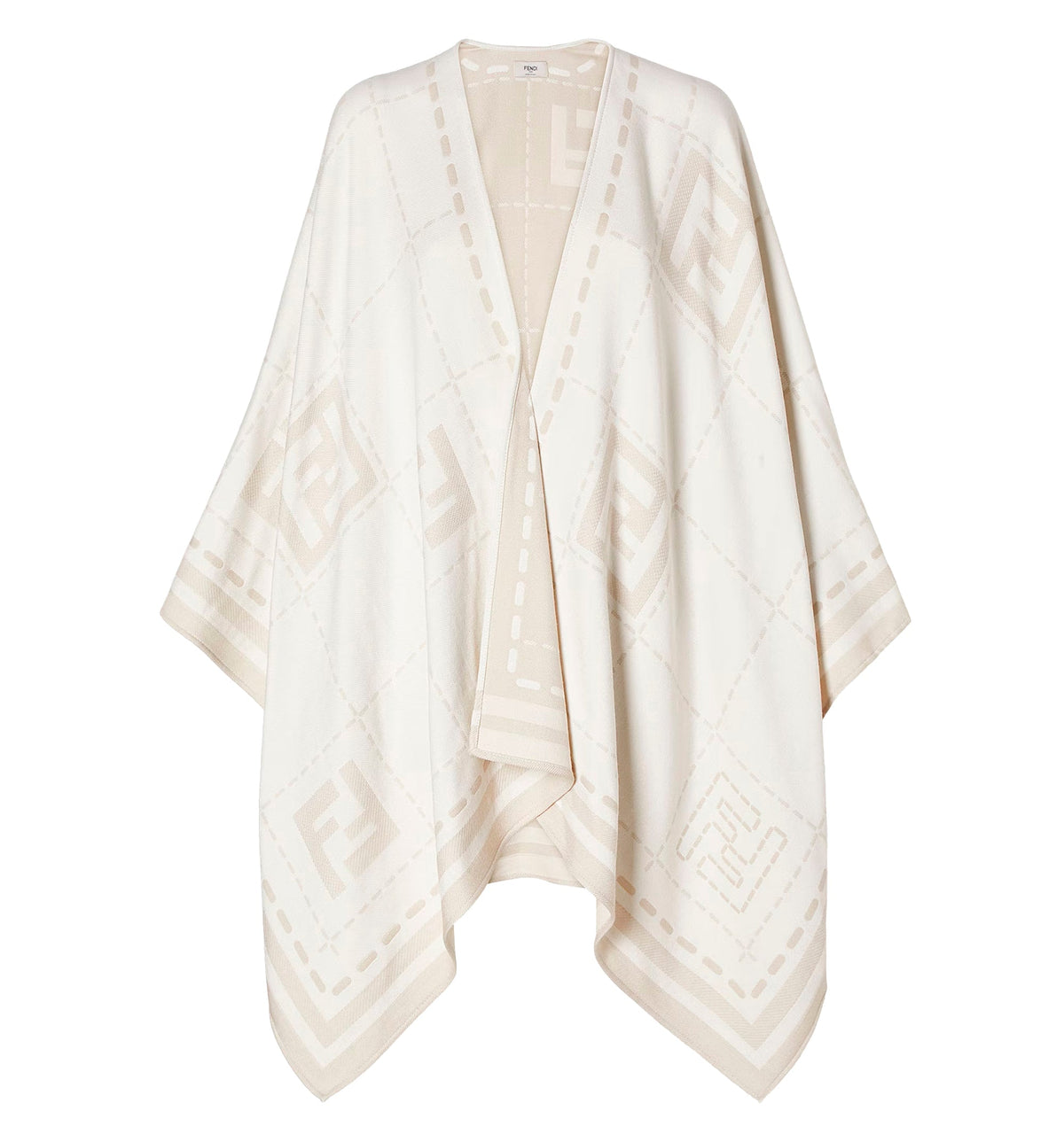Ivory and dove gray wool poncho