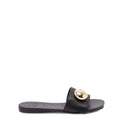 Toggle flat sandal in shiny smoot calfskin