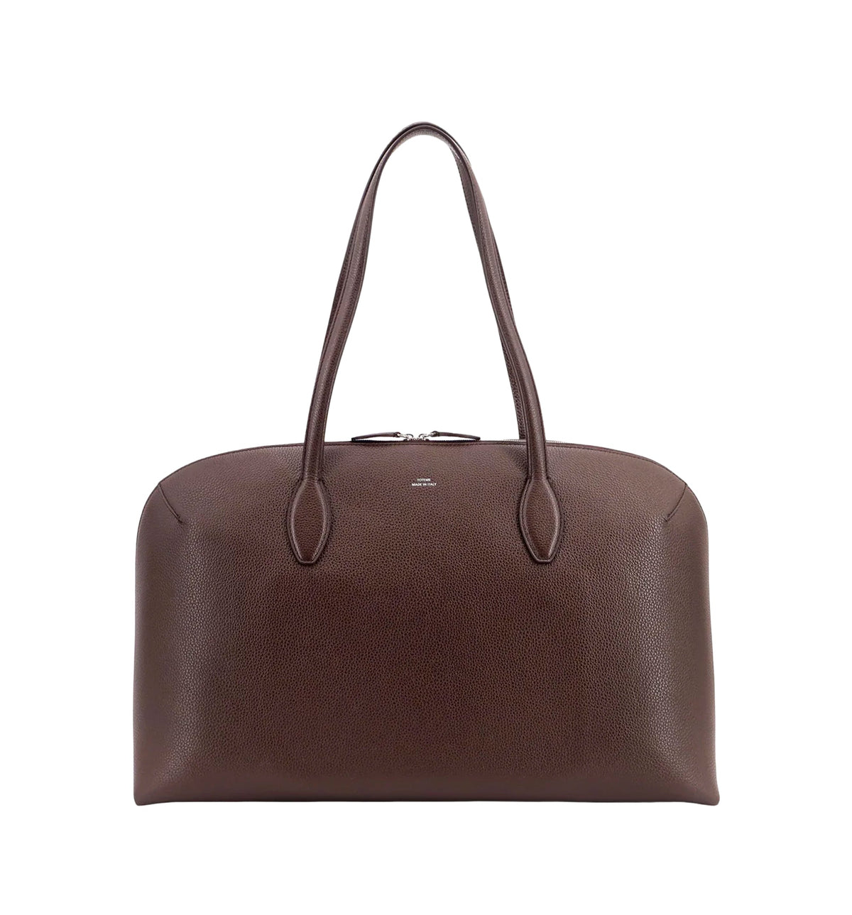Suede handbag with engraved logo on the front