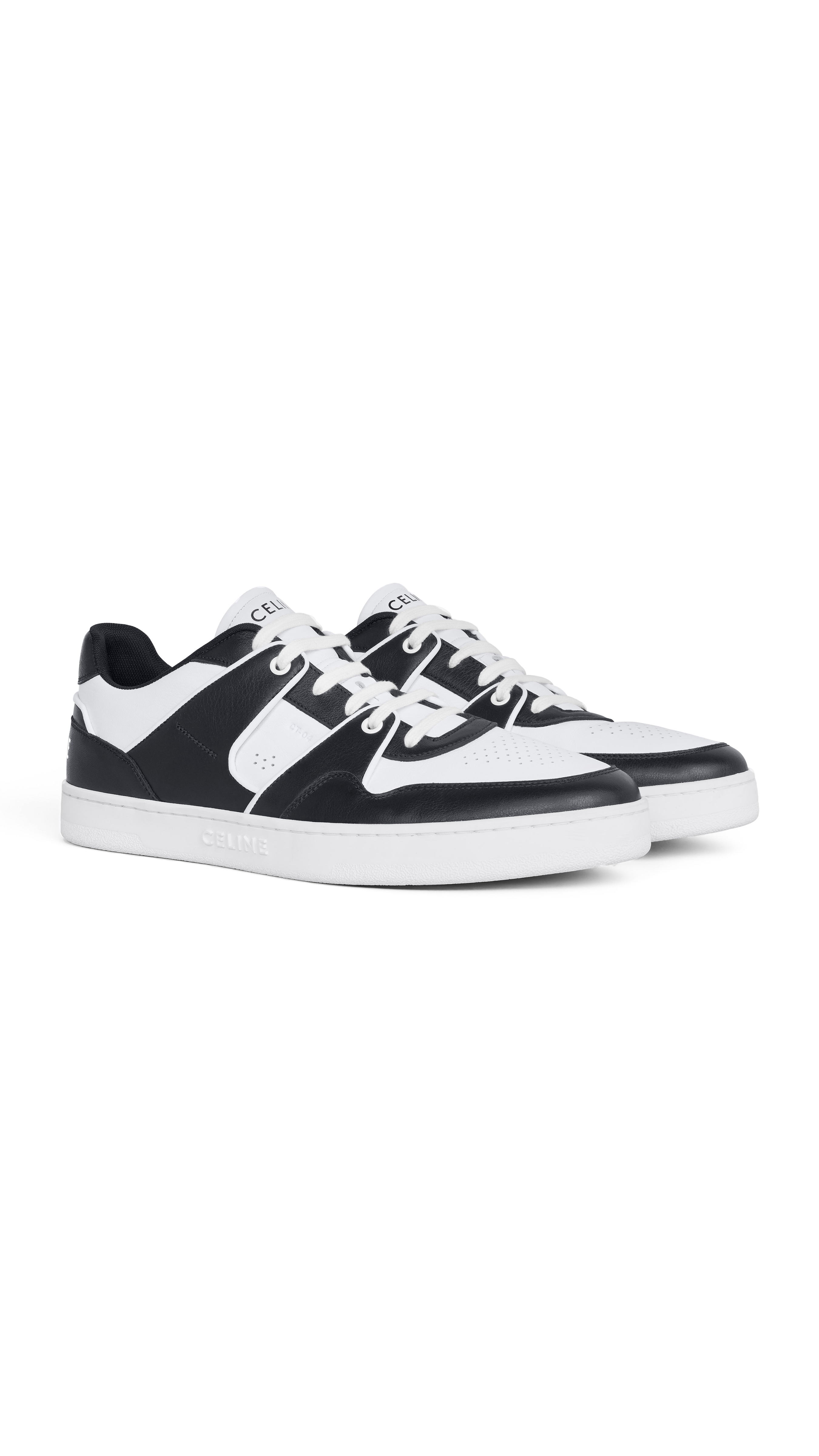 CT-04 Low Lace-up Sneaker in Calfskin - White/Black