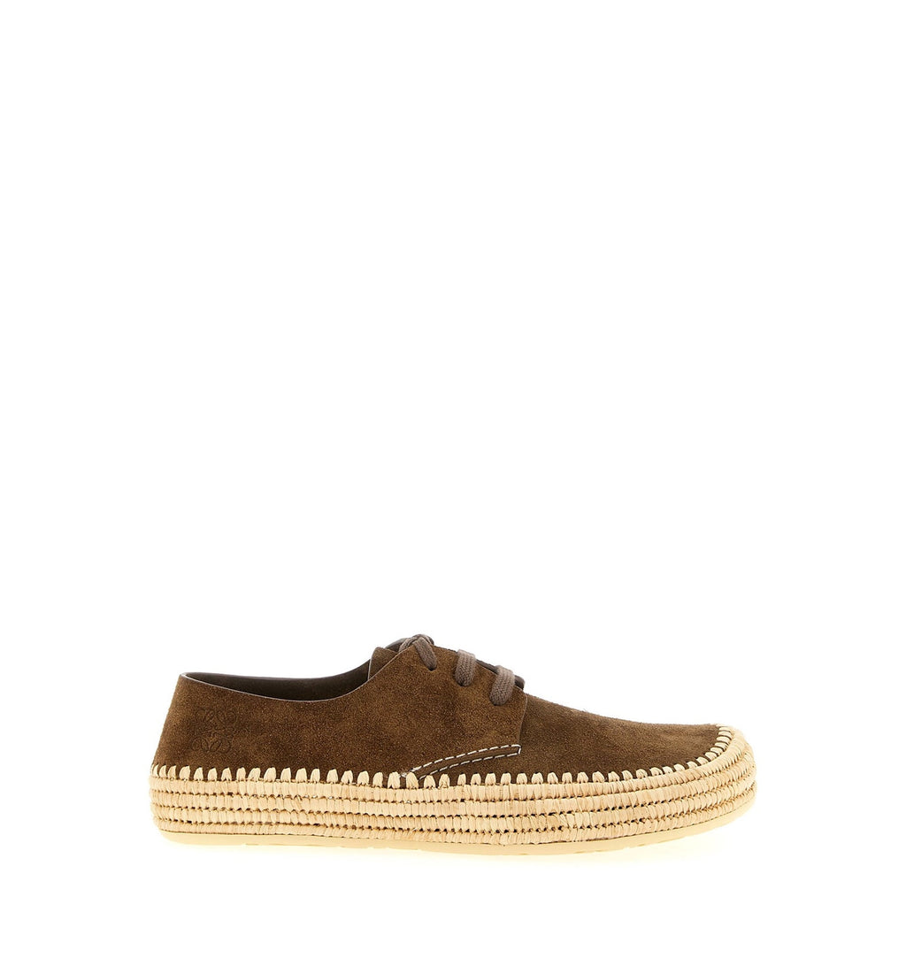 Rio Lace-Up in Suede and Raffia