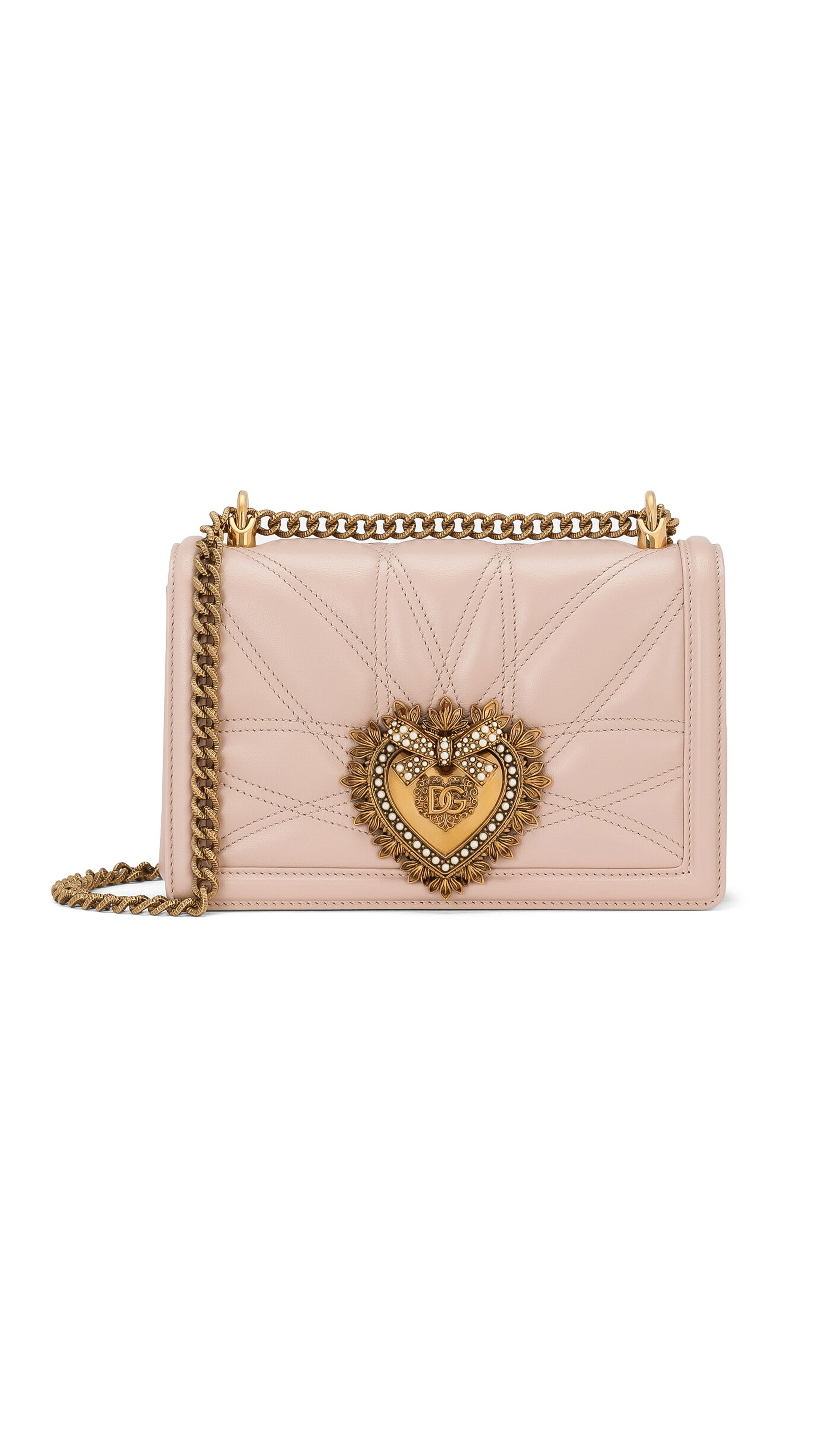 Medium Devotion Bag in Quilted Nappa Leather - Pale Pink