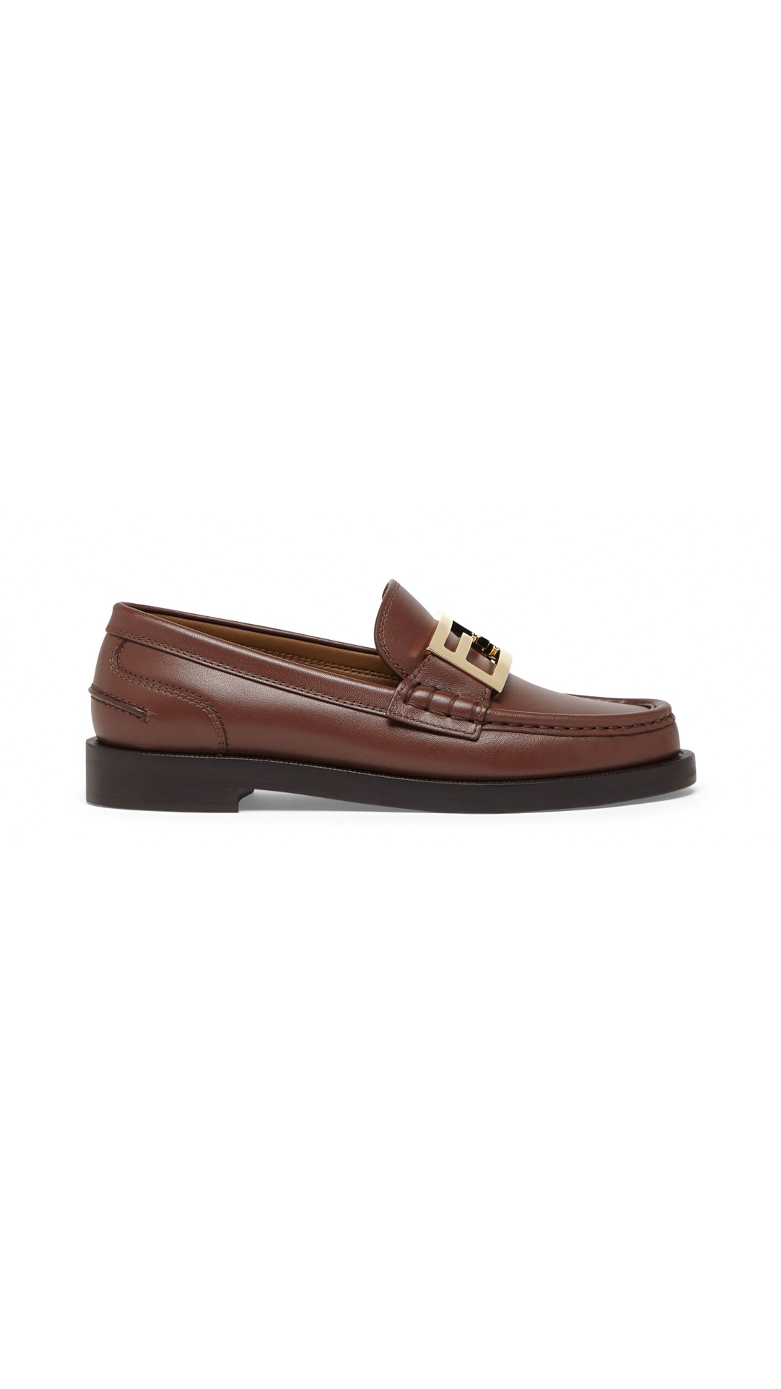 Baguette Leather Loafers - Brown