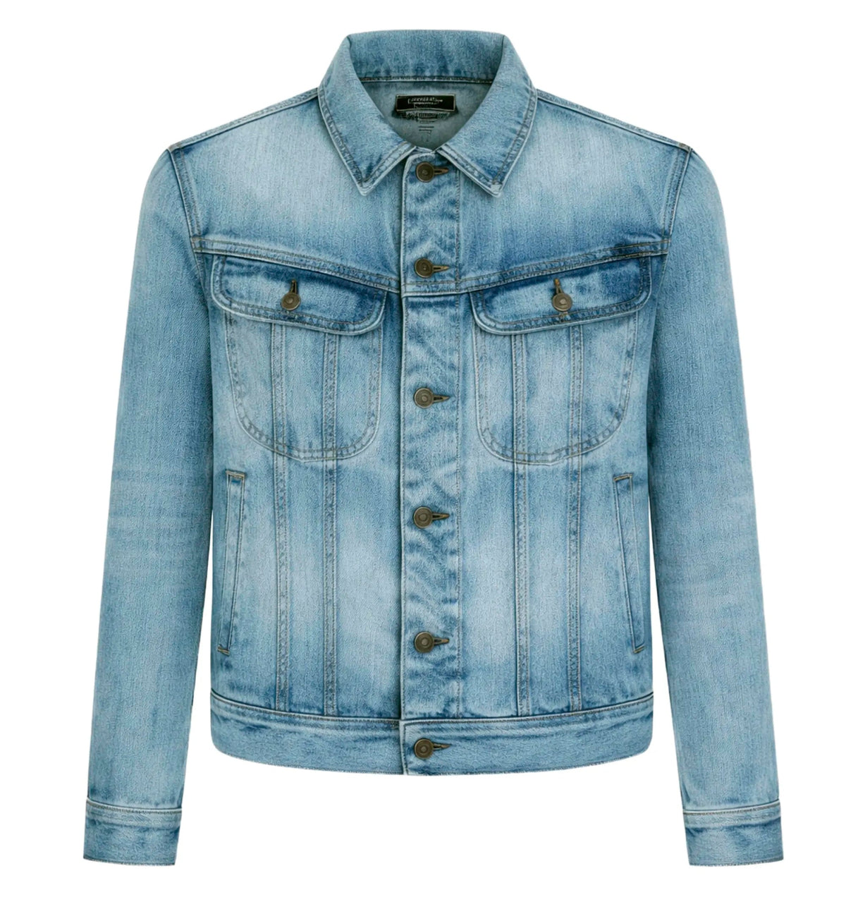 Button-fastening denim jacket