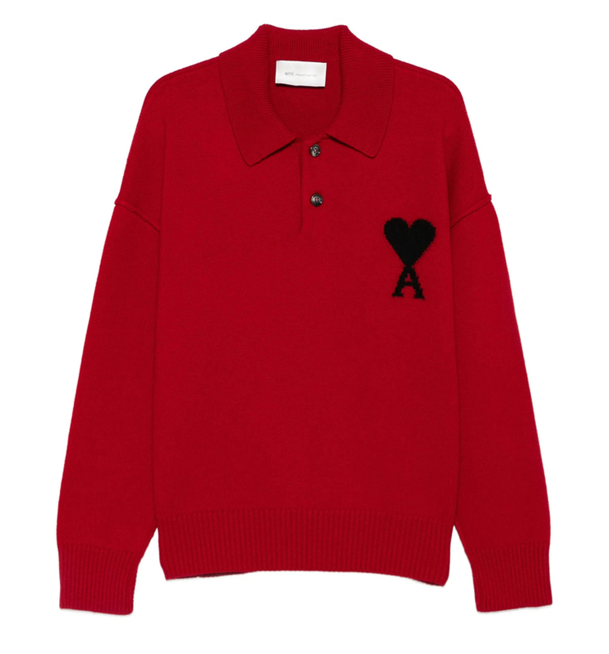 Red wool polo with Ami de Coeur