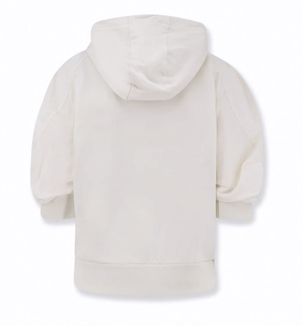 Cotton sweatshirt with nylon sleeves