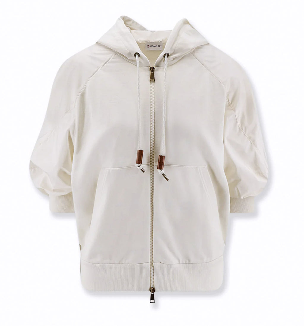 Cotton sweatshirt with nylon sleeves