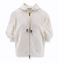 Cotton sweatshirt with nylon sleeves