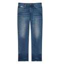 Straight fit blue jeans with raw details