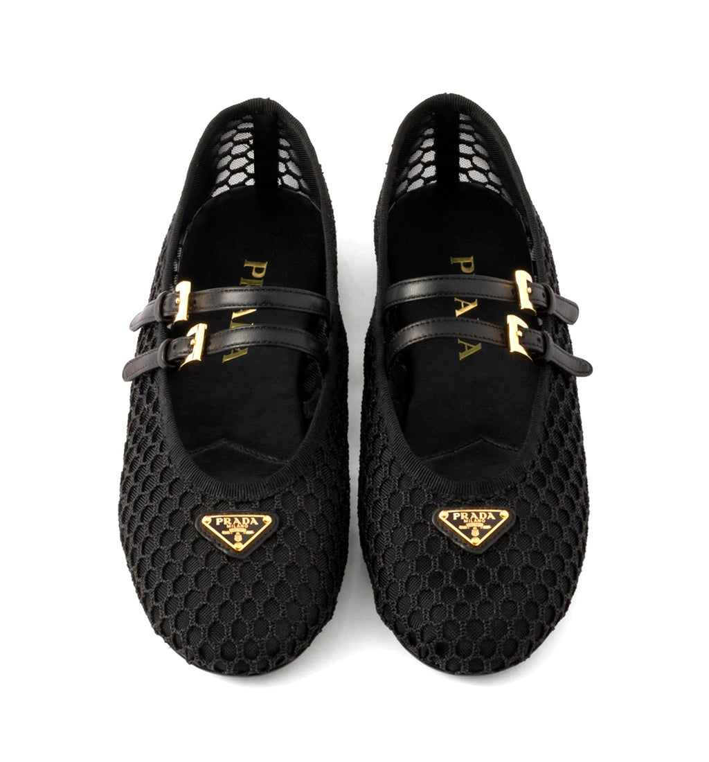 Mesh fabric ballerinas