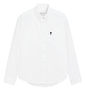 White boxy cotton shirt with Ami de Coeur