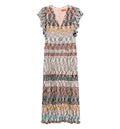 Multicolour V-Neck Ruffled Dress