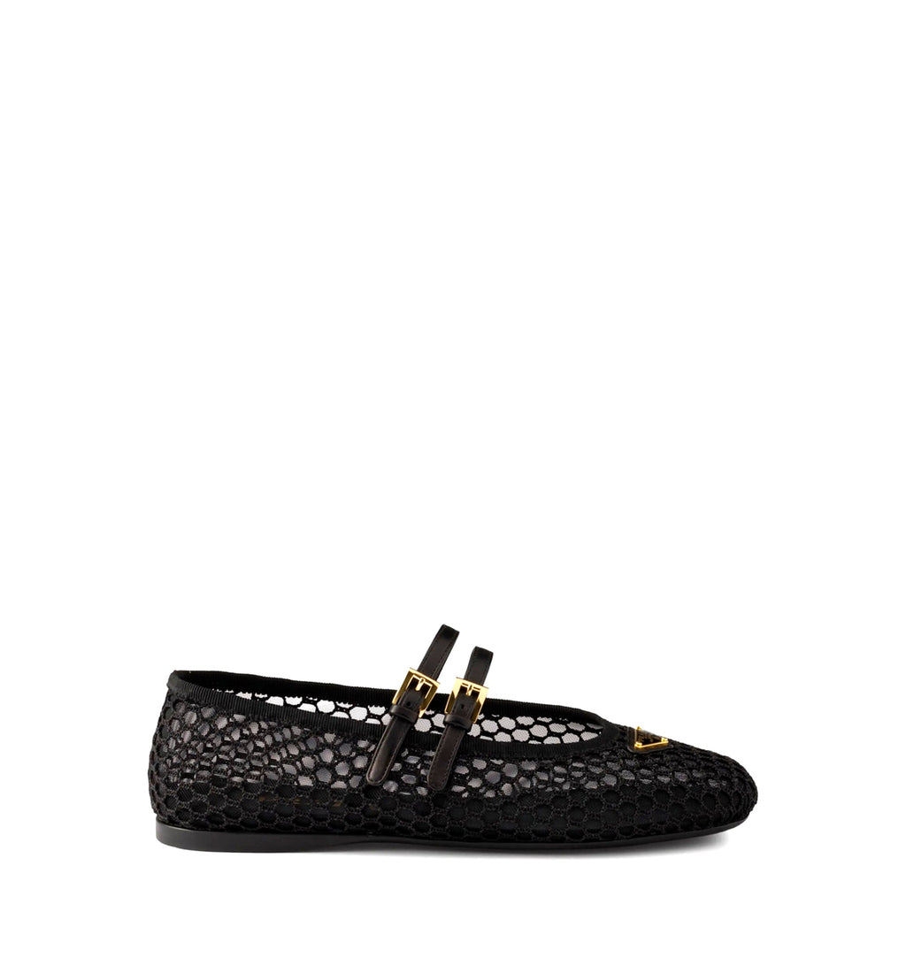 Mesh fabric ballerinas