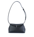 Black Leather T-Lock Clutch
