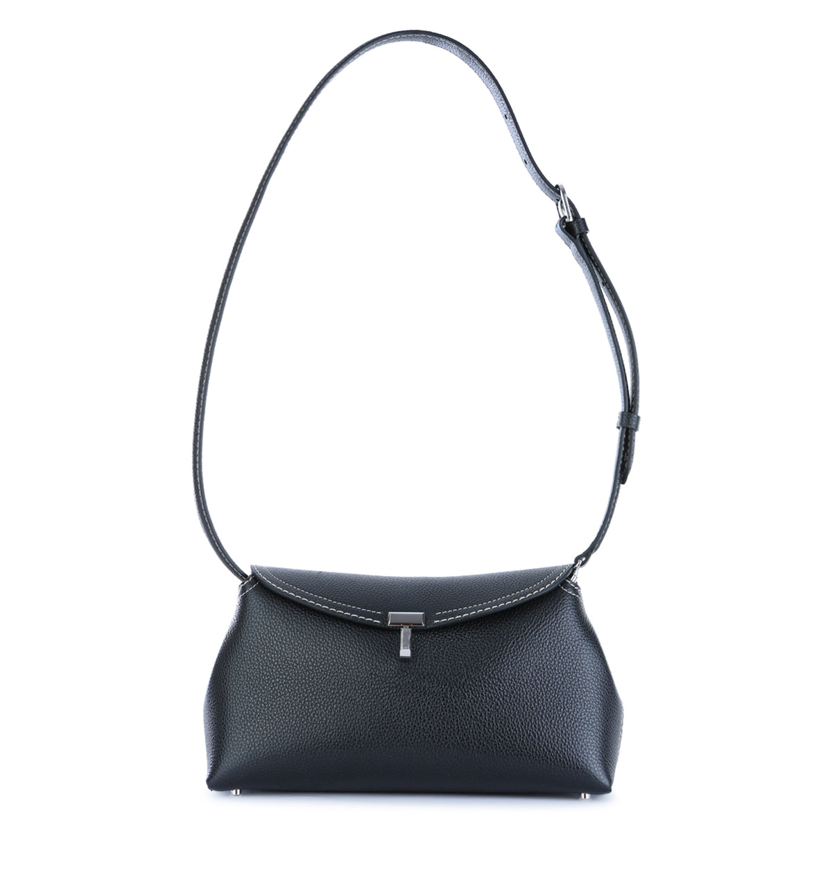 Black Leather T-Lock Clutch