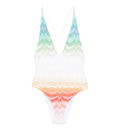 V-neck zig zag lamé viscose one-piece swimsuit